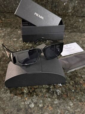Prada Black Textured Logo Accessory Set